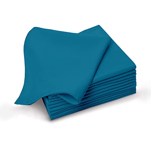 Lushomes Table Napkin, Teal Blue Cloth Cocktail Napkins Folding for Homes Restaurant, Bar, Cafe, Or Events, kitchen napkins, hand napkins for home, Cotton Napkin (Pack of 12, 9 x 9 inch)