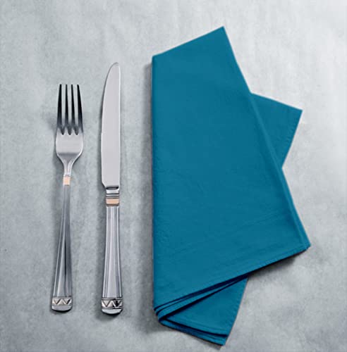 Lushomes Table Napkin, Teal Blue Cloth Cocktail Napkins Folding for Homes Restaurant, Bar, Cafe, Or Events, kitchen napkins, hand napkins for home, Cotton Napkin (Pack of 12, 9 x 9 inch)