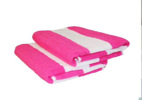 Lushomes Microfibre Towel, Quick Dry Bath Towel for Men Women kids, Large Size Towel Set of 2, Cabana Stripes,  24 x 52 Inch, home décor Items, 225 GSM (62x132 Cms, Set of 2, Fushia)