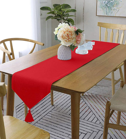 Lushomes Tomato Red Classic Cotton Dining Table Runner with Coordinating Cotton Tassel, table runner for 6 seater dining table, for centre table,  for dining table (Single Pc, 13” x 72”, 33 x 183 Cms)