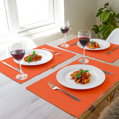 Lushomes Table Mat, dining table mat, kitchen mat, table mats set of 4, dining table accessories for home, Orange placemats, Ribbed Food Mat, mats for kitchen (13x19 Inch, 33x48 Cms, Pack of 4)