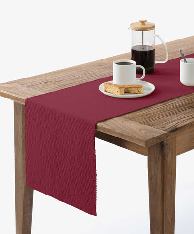 Lushomes Table Runner, For 8 Seater, Center Table, dining table decorative items, For Living Room, Cotton Dinning Coffee and Tea Table Runner, 13x98 Inches, Ribbed (Maroon, 13x98 Inches, Pack of 1)