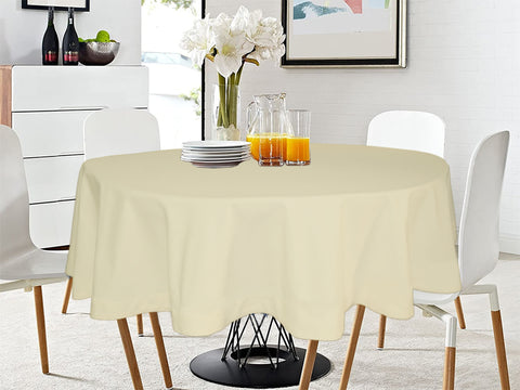 Lushomes Beige Classic Plain Dining Table Cover Cloth, Round Table Cover, table cloth, table cover (Size 60” Round, 4 Seater Round/Oval Table Cloth)