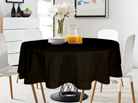 Lushomes Black Classic Plain Dining Table Cover Cloth, Round Table Cover, table cloth, table cover (Size 60” Round, 4 Seater Round/Oval Table Cloth)
