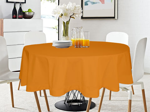 Lushomes Fancy Orange Classic Plain Dining Table Cover Cloth, Round Table Cover, table cloth, table cover (Size 60” Round, 4 Seater Round/Oval Table Cloth)