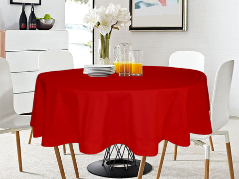 Lushomes Tomato Red Classic Plain Dining Table Cover Cloth, Round Table Cover, table cloth, table cover (Size 60” Round, 4 Seater Round/Oval Table Cloth)