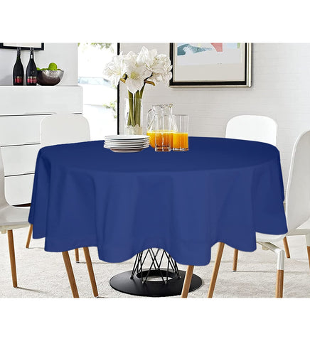 Lushomes Ink Blue Classic Plain Dining Table Cover Cloth, Round Table Cover, table cloth, table cover (Size 60” Round, 4 Seater Round/Oval Table Cloth)