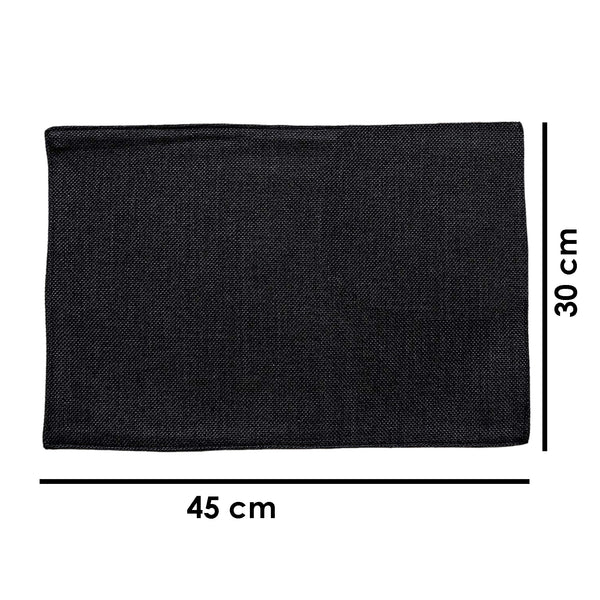 Lushomes Jute Table Mat, Black Dining Table Mat, table mats Set of 6, Also Used as kitchen mat, fridge mat, cupboard sheets for wardrobe, Jute Place mats (Pack of 6, 12x18 Inches, 30x45 Cms)