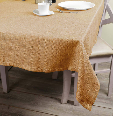 Lushomes Jute table cloth, dining table cover 6 seater, table cloth for 6 seater dining table, Rectangle dining cover, Jute  Table Cover, beige (Pk of 1, Size: 50x75 Inch, 4 FTx6 FT Approx)