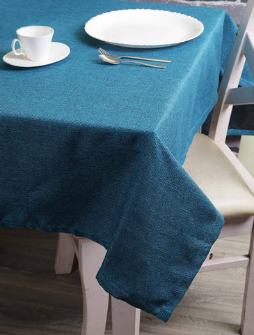 Lushomes Jute table cloth, dining table cover 6 seater, table cloth for 6 seater dining table, Rectangle dining cover, Jute  Table Cover, Turqoise Blue (Pk of 1, Size: 50x75 Inch, 4 FTx6 FT Approx)