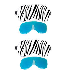 Lushomes Zebra Stripes Printed Super Soft Velvet Eye mask for Travel with Gel Tube for Insomnia, meditation and Dark Circles (2 Pcs of Eye Mask and 2 Pcs of Gel Tube- Pack of 4)