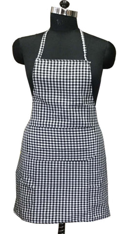 Lushomes apron for women, Black Checks apron for kitchen, kitchen apron for Men Women, waterproof apron, plastic apron Backing for kitchen, Cooking Apron, aprint, kitchen dress (62x82 Cms, Set of 1)
