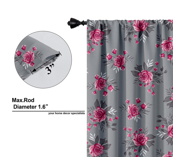 Lushomes window curtains 5 feet set of 2, curtains 5 feet long set of 2, screen for window, curtains for window, Semi sheer curtains, rod pocket curtains (Pack of 2, 57x60 Inch, Grey Flowers)