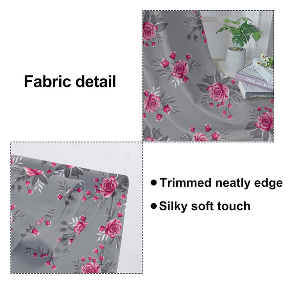 Lushomes window curtains 6 feet set of 2, curtain for windows 6 feet, screen for window, curtains for window, Semi sheer curtains, rod pocket curtains (Pack of 2, 57x72 Inch, Grey Flowers)