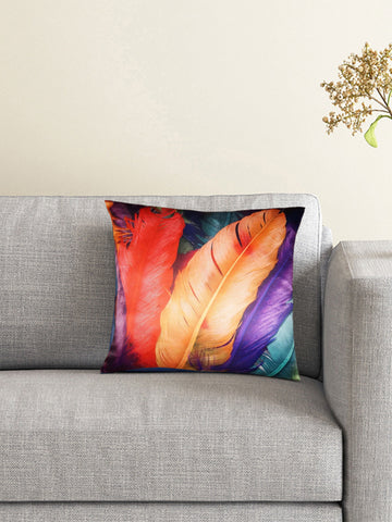 Lushomes cushion covers 16 inch x 16 inch, cusion covers for sofa 16" 16  Feather Printed Cushion Cover boho cushion covers (16 x 16 inches, Single pc)