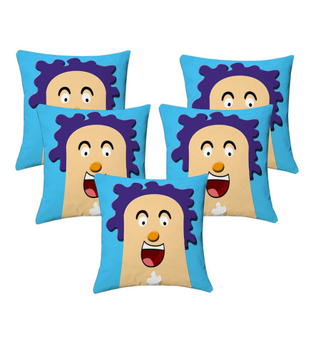 Lushomes cushion cover 12x12, cushion covers 12 inch x 12 inch Kids Digital Printed Laughter Square Festive and Ethnic Cushion Covers (5 Pcs, Size: 12''x12'')
