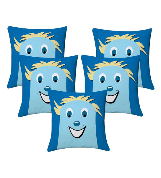 Lushomes cushion covers 16 inch x 16 inch, cusion covers for sofa 16" 16 Kids Digital Printed Smile Square Festive and Ethnic Cushion Covers (5 Pcs, Size: 16''x16'')