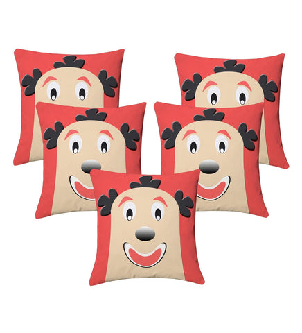 Lushomes cushion covers 16 inch x 16 inch, cusion covers for sofa 16" 16 Kids Digital Printed Bald Funny Man Square Festive and Ethnic Cushion Covers (5 Pcs, Size: 16''x16'')