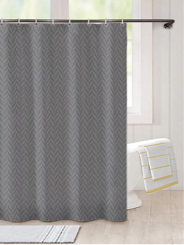 Lushomes Heavy Duty Fabric Shower Curtain, water resistant Partition Liner for Washroom, W4 x H6.5 FT, W 48 x H78 Inches with Shower Curtains 8 Plastic Eyelet, 8 C-Rings (Non-PVC), Grey