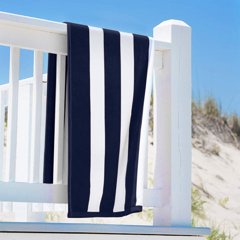 Lushomes Beach Large Swimming Navy Blue & White Cabana Soft Cotton Stripe Pool Turkish Big Towel for Mens & Girls for Bathroom (30 x 60 Inch, 75 x 150 cms Approx, 615 Grams)