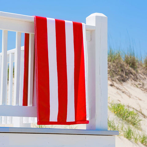 Lushomes Beach Swimming Red & White Cabana Cotton Stripe Pool Towel for Mens & Girls Towel, towels for bath, bath towel (36 x 72”, 90 x 180 cms, 750 Grams)