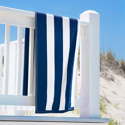 Lushomes Beach Swimming Royal Blue & White Cabana Cotton Stripe Pool Towel for Mens & Girls Towel, towels for bath, bath towel (36 x 72”, 90 x 180 cms, 750 Grams)