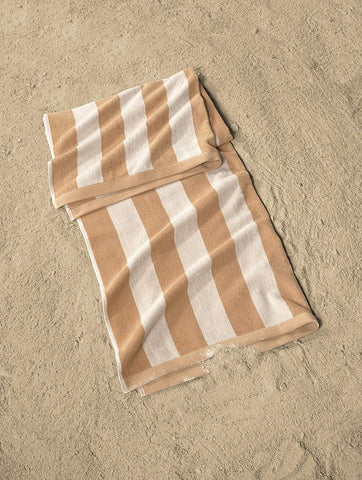 Lushomes Beach Swimming Beige & White Cabana Cotton Stripe Pool Towel for Mens & Girls Towel, towels for bath, bath towel (36 x 72”, 90 x 180 cms, 750 Grams)