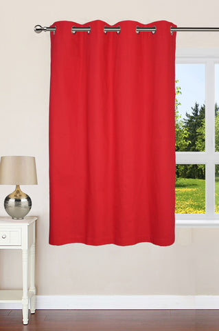 Lushomes window curtain, curtain 5 feet, Curtains for Window, Cotton Off Red Rod Pocket Curtain and Drapes for Window Size: 137X213 cm (Size 4.5 FT x 7 FT, Pack of 1)