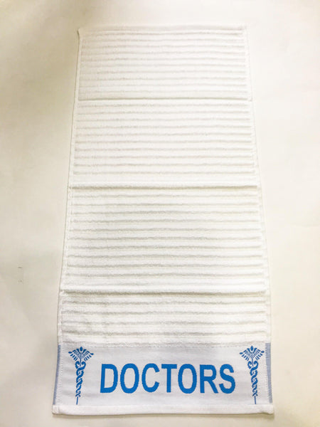 Lushomes White With Blue Border 100 % cotton super Absorbant Doctor Towel 40 x 80 cms (16 x 32"•À?, 550 GSM Towel) - Lushomes