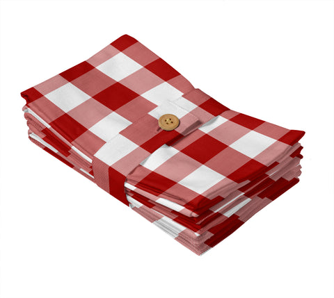 Lushomes Buffalo Checks Red Plaid Dinning Kitchen Napkins with Cloth Belt, Match with table cloth for 4 seater dining table (Pack of 6, 20 x 20 inch)