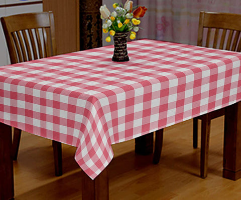 Lushomes Buffalo Checks Pink Square Dining Table Cover Cloth, dining table cover 4 seater, dining table 4 seater cover, table cover 4 seater (Size 60 x 60”, 4 Seater Square Table Cloth)