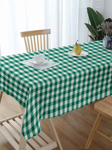 Lushomes Buffalo Checks Parrot Green Plaid Dining Table Cover Cloth, table cloth for 6 seater dining table, table cover 6 seater (Size 60 x 84 inches, 6 Seater Table Cloth)
