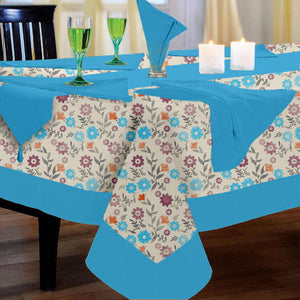 Lushomes dining table cover 6 seater set, Flower Printed 6 Seater Table Linen Set, Home Decor Items (1 Table Cloth 60 x 90 inches + 1 Runner in Size 12x102 Inches+ 6 Napkins in Size 17x17 Inches)