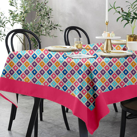 Lushomes 12 Seater Square Printed Dining Table Cover Cloth Linen, table cloth, table cover, dinning table cover, dining table cloth (Size- 120 x 70 Inches, Single Pc )