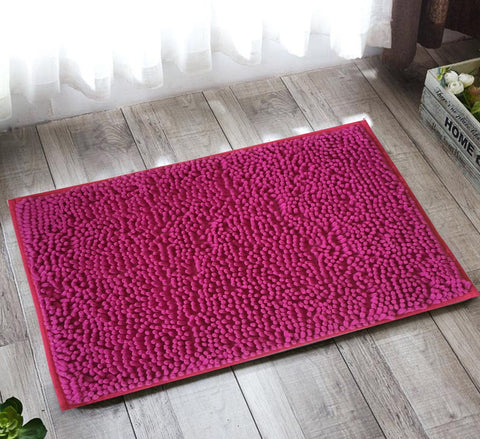 Lushomes bathroom mat, anti slip mat for bathroom floor, 1200 GSM Floor Mat with High Pile Microfiber, door mats for bathroom, kitchen mat (16 x 24 Inch, Single Pc, Purple)