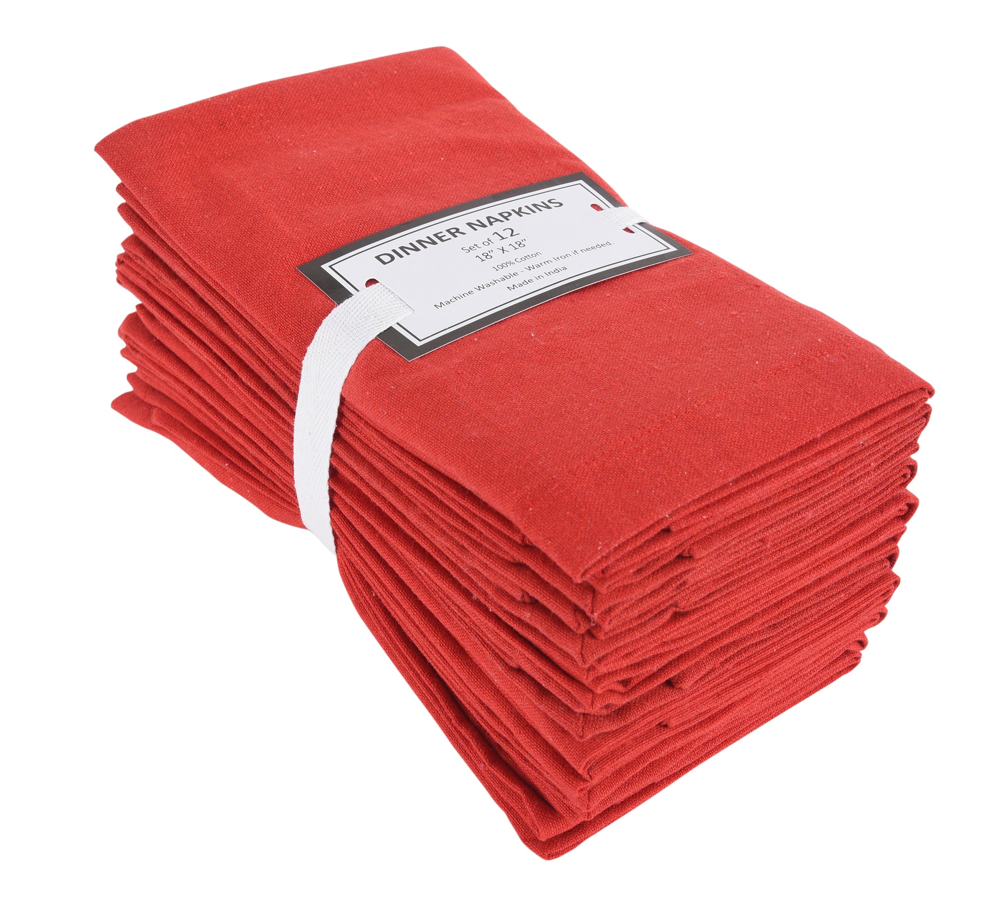 Lushomes Cloth Napkin Set of 12 with Mitted Corners, Cotton Table Dinner Linen, Eco-Friendly Cotton Fabric, Machine Washable for Dinner, Restaurant & Banquet, 18x18 Inches (45x45 Cms), Red