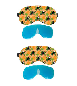 Lushomes Pacific Bird Printed Super Soft Velvet Eye mask with Gel Tube (2 Pcs of Eye Mask and 2 Pcs of Gel Tube- Pack of 4) - Lushomes