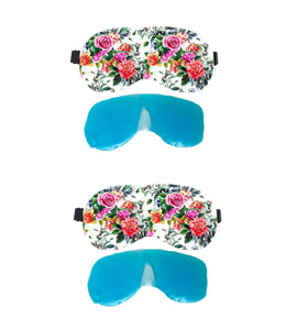 Lushomes Oasis Printed Super Soft Velvet Eye mask with Gel Tube for (2 Pcs of Eye Mask and 2 Pcs of Gel Tube- Pack of 4) - Lushomes