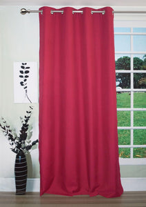 Lushomes Deep Red Water Repellent Frankfurt Matty Curtain with 8 metal eyelets & tie back (Size: 52" x 90", Single pc) - Lushomes