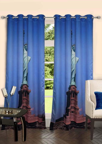 Lushomes Digitally Printed Statue of Liberty Polyster Curtains for Doors - Lushomes