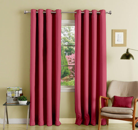 Lushomes Pink Polyester Blackout Curtains with 8 Eyelets for Long Door - Lushomes