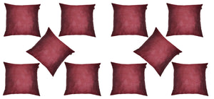 Lushomes Burgundy Dupion Silk Cushion Covers (Pack of 10) - Lushomes