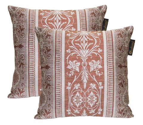 Lushomes Maroon Polyester Jacquard Cushion Covers Pack of 2 - Lushomes