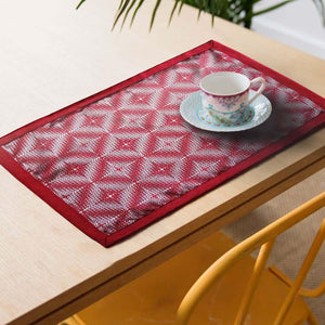 Lushomes decorative Maroon Design 2 Jacquard Placemat Set of 6 pcs (Size: 13''x19'') - Lushomes