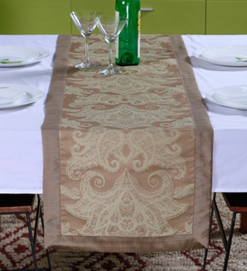 Lushomes Natural Pattern 2 Jacquard Table Runner with High Quality Polyester Border (Size: 16"x72"), single piece - Lushomes