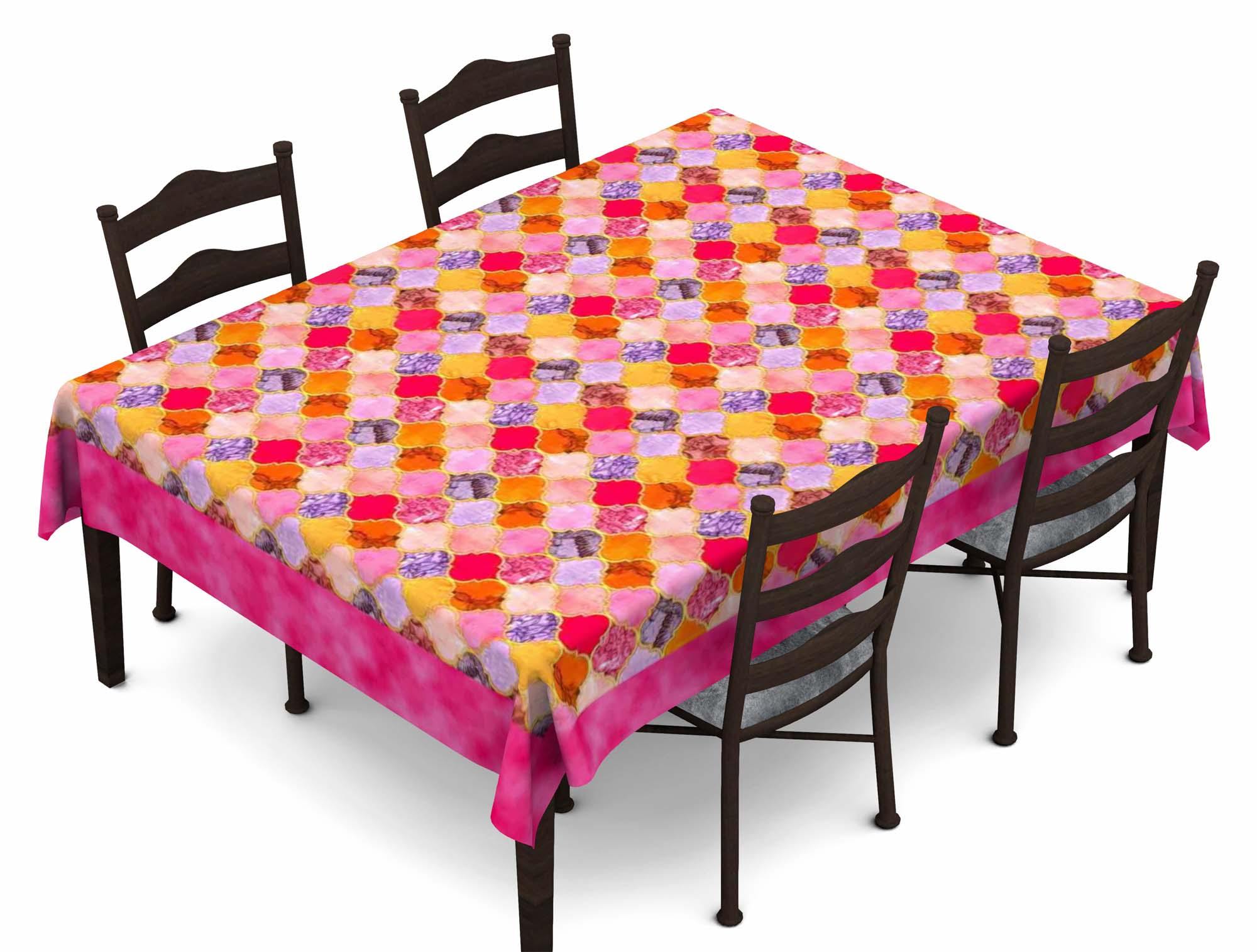 Lushomes Digital Printed Pink Themed Table Cloth For 6 Seater - Lushomes