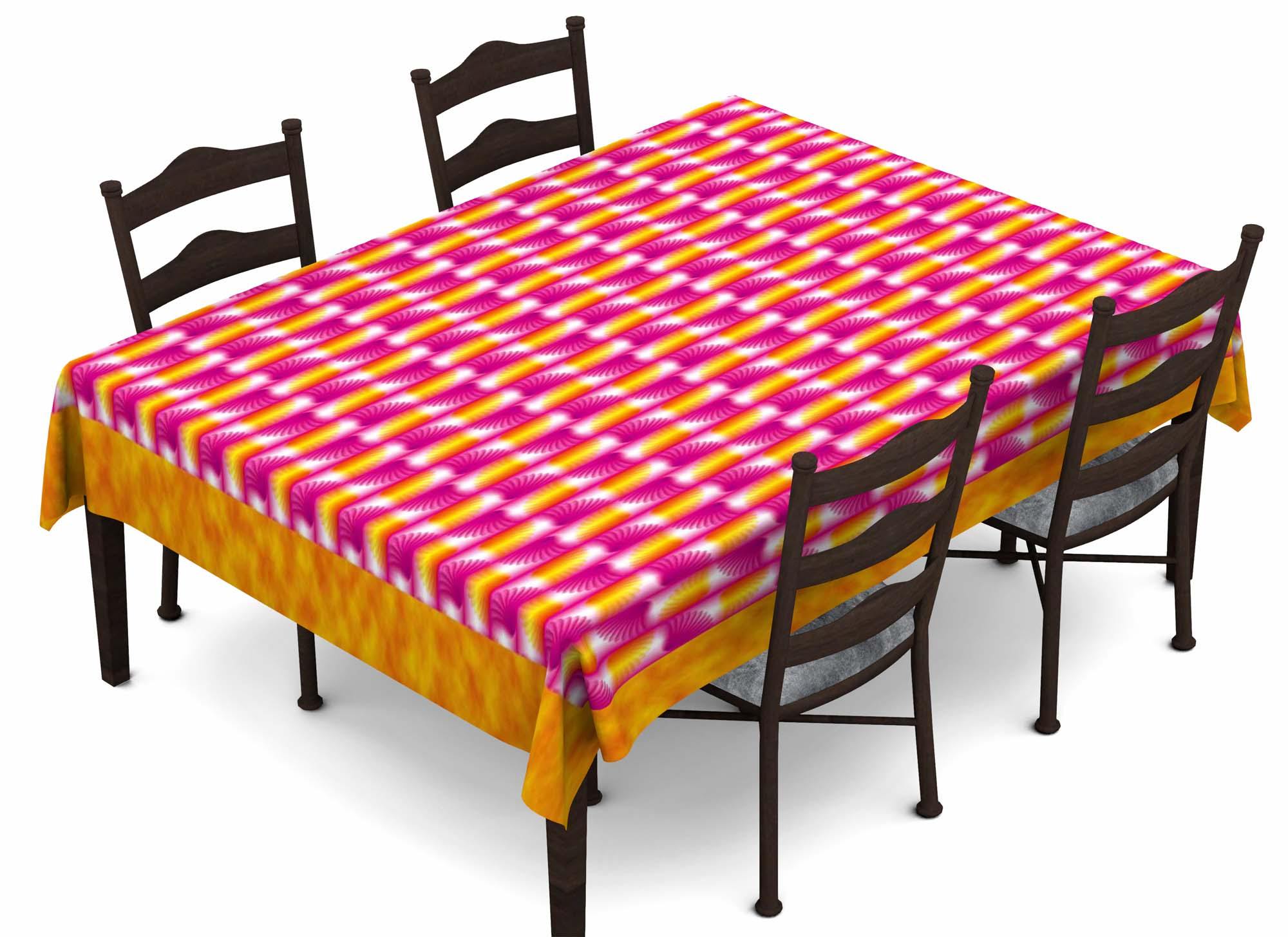 Lushomes Digital Printed Yellow Themed Table Cloth For 6 Seater - Lushomes