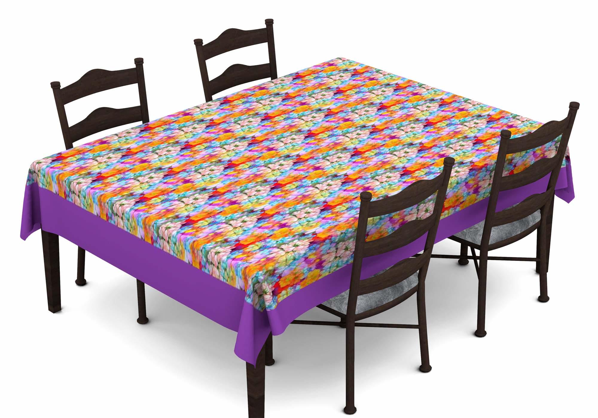 Lushomes Digital Printed Purple Themed Table Cloth For 6 Seater - Lushomes