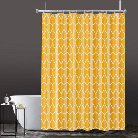 Lushomes Bathroom Shower Curtain with 12 Hooks and 12 Eyelets, Printed Weave Desginer Bathtub Curtain, Non-PVC, Water-repellent bathroom Accessories, Yellow, 6 Ft H x 6.5 FT W (72x80 Inch, Single Pc)